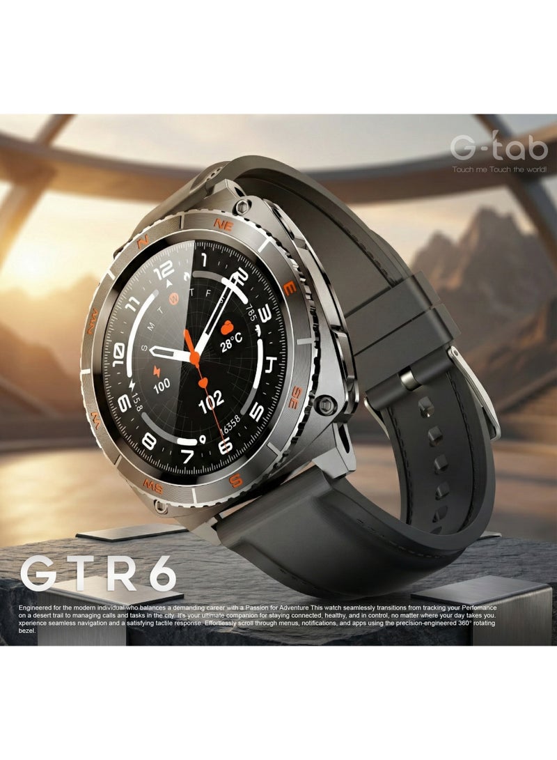 G-Tab GTR6 Smart Watch with Rotating Bezel, 1.43-Inch AMOLED Display, Bluetooth Calling, ChatGPT AI Assistant, Heart Rate & SpO₂ Monitoring, 100+ Sports Modes, IP68 Waterproof, Android & iOS Compatible - Image 3